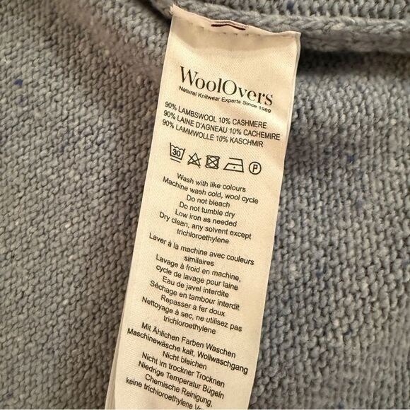 Woolovers Light Blue Lambswool Cashmere Open Sweater - Picture 6 of 7